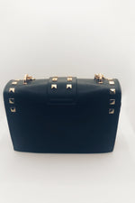 Transparent Overlay Black Studded Fashion Bag.