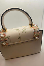 Trendy Decorated Flower White Bag