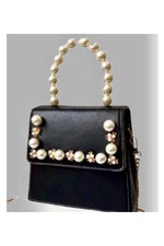 Pearl Handles Vintage Black Bag