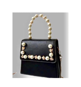 Pearl Handles Vintage Black Bag