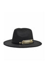 Wide-Brim Fedora With Gold Band Design