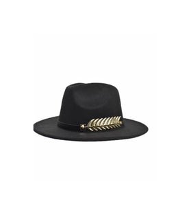 Wide-Brim Fedora With Gold Band Design