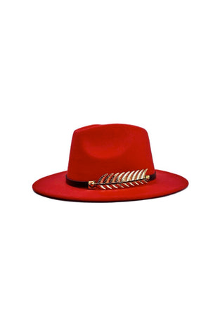 Wide-Brim Fedora With Gold Band Design