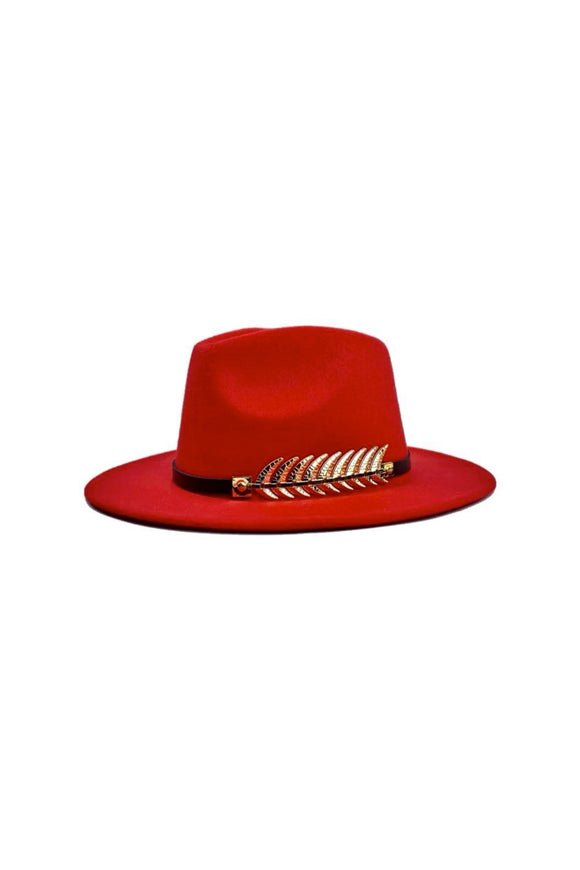 Wide-Brim Fedora With Gold Band Design