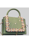 Trendy Decorated Flower Green Bag