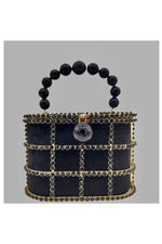 Embellished Black and Gold Evening Purse