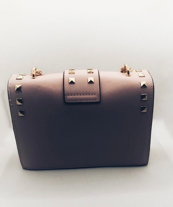 Transparent Overlay Pink Studded Fashion Bag.