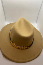 Wide-Brim Fedora With Gold Band Design