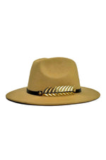 Wide-Brim Fedora With Gold Band Design