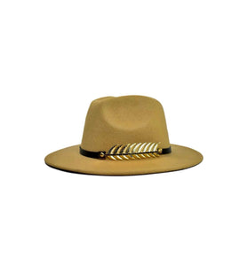 Wide-Brim Fedora With Gold Band Design