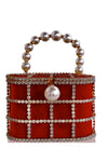 Embellished Red Gold Evening Purse