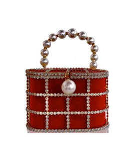 Embellished Red Gold Evening Purse
