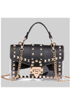 Transparent Overlay Black Studded Fashion Bag.