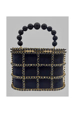 Embellished Black and Gold Evening Purse