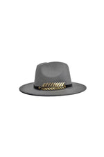 Wide-Brim Fedora With Gold Band Design