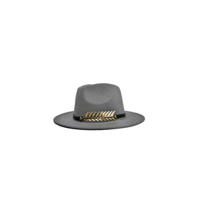 Wide-Brim Fedora With Gold Band Design