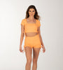 Orange Shorts Set with Cutout Back Design.