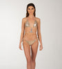 Gold Triangle Two Piece Jeweled Design Bikini Swim Set.