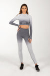 Ombre Grey and White Two Piece Yoga Pants Sports Set.