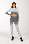 Ombre Grey and White Two Piece Yoga Pants Sports Set.