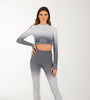 Ombre Grey and White Two Piece Yoga Pants Sports Set.