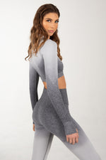 Ombre Grey and White Two Piece Yoga Pants Sports Set.