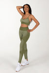 Ombre Green High Waist Crop Top Pants Set.