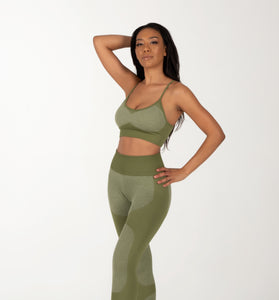 Ombre Green High Waist Crop Top Pants Set.
