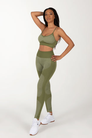 Ombre Green High Waist Crop Top Pants Set.