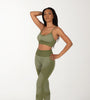 Ombre Green High Waist Crop Top Pants Set.