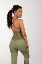 Ombre Green High Waist Crop Top Pants Set.