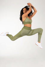 Ombre Green High Waist Crop Top Pants Set.