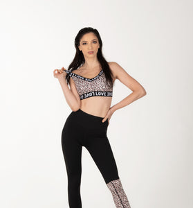 Leopard Patchwork Yoga two Piece Set. Has stylish Elastic Straps for added protection.