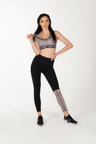 Leopard Patchwork Yoga two Piece Set. Has stylish Elastic Straps for added protection.