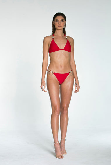 Two Piece Jeweled Design Red Set.