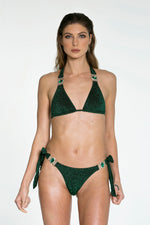 Two Piece Jeweled Design Sexy Green Set.