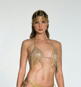 Diamond Gold Tassel Two Piece Swimsuit.