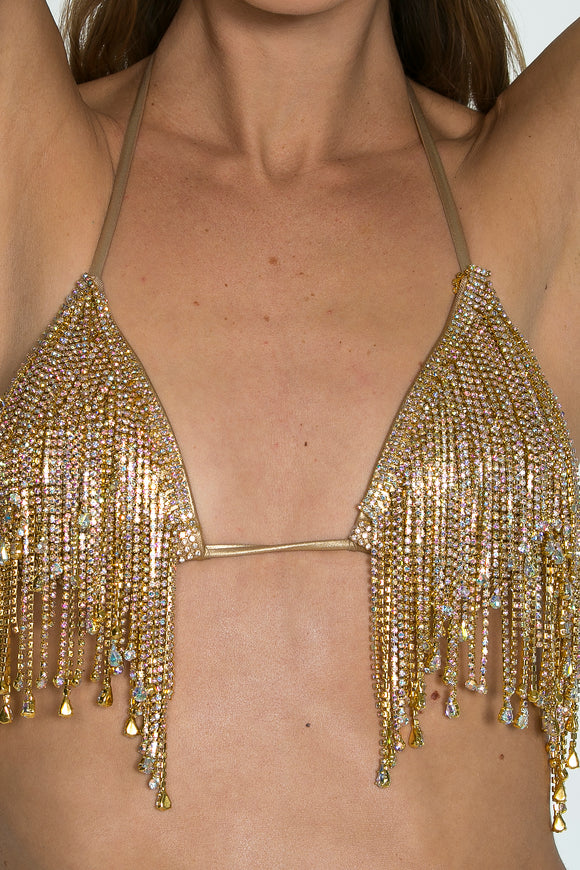 Diamond Gold Tassel Two Piece Swimsuit.
